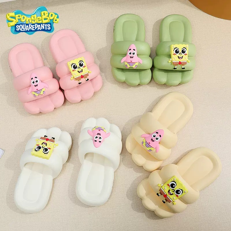 🍓EnJoy🍓 พร้อมส่ง (LT-SPB)  รองเท้าแตะแบบสวมส้นแบน ตรงหัวหยัก ลายตัวการ์ตูน