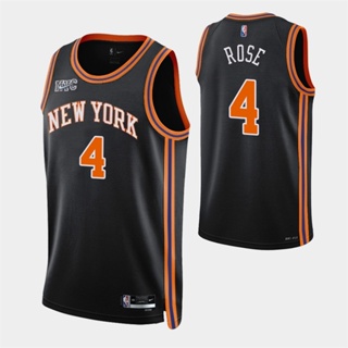 เสื้อกีฬาบาสเก็ตบอล ลายทีม NBA York Knicks สไตล์คลาสสิก สําหรับผู้ชาย # เสื้อกีฬาแขนสั้น ลายทีม Derrick 8 Kemba Walker Retro City Edition Swingman สีดํา จํานวน 4 ชิ้น 780134