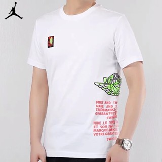 Nike ของแท้ 100% Jordan เสื้อยืดลําลอง แขนสั้น พิมพ์ลาย สไตล์วินเทจ สําหรับผู้ชาย เหมาะกับฤดูร้อน AQ3847