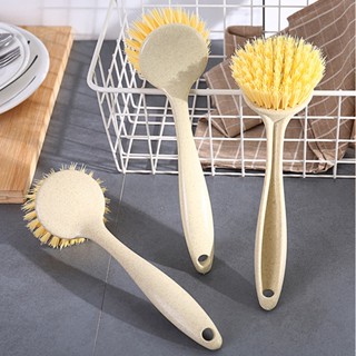 Wheat Straw Hanging Pot Washing Brush Plastic Sink Cleaning Kitchen Dishwashing Brush Multifunctional Long-handled Cleaning Brush Non-stick Frying Pan Brush