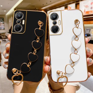 เคสโทรศัพท์มือถือ ขอบตรง ลายหัวใจ พร้อมสายคล้อง สําหรับ Infinix Hot 30i Hot 30 Hot 30 Play X669 X6831 6835