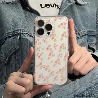 ✅เคสโทรศัพท์มือถือ แบบนิ่ม ลายดอกไม้ สีชมพู กันกระแทก สําหรับ Apple Iphone 11 1278max 14pro 6ins 13 6WJD