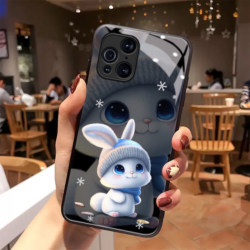 Dmy เคสโทรศัพท์มือถือกระจกนิรภัย ลายน่ารัก สําหรับ OPPO Find X3 X5 pro X2 Reno 8T 8 8Z 7 pro 7Z 5Z 6