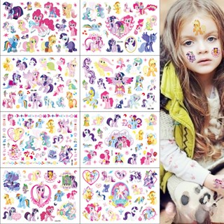 สติกเกอร์ ลายการ์ตูน My Little Pony Twilight SparkleTattoo กันน้ํา สีรุ้ง สําหรับตกแต่งปาร์ตี้