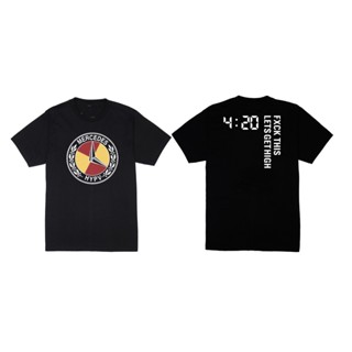 พร้อมส่ง ผ้าฝ้ายบริสุทธิ์ HYT08 เสื้อยืดMercedes ดำ-ขาว T-shirt