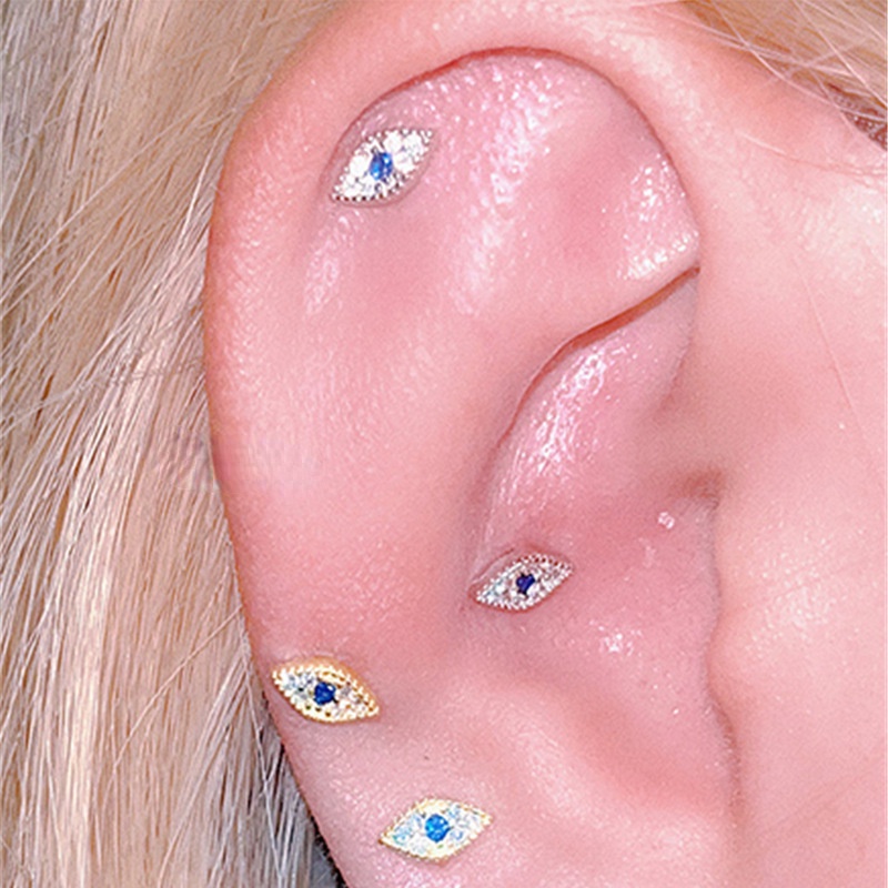 ใหม่ Evil Eyes Helix ต่างหูผู้หญิง Gold Piercing Stud Earings สําหรับผู้หญิงชุด Hypoallergenic Silver Plated อุปกรณ์เสริมชุดเครื่องประดับ