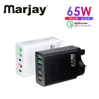 Marjay 65W 5 พอร์ต USB Type-C อะแดปเตอร์ชาร์จเร็ว 3.0 ชาร์จเร็ว