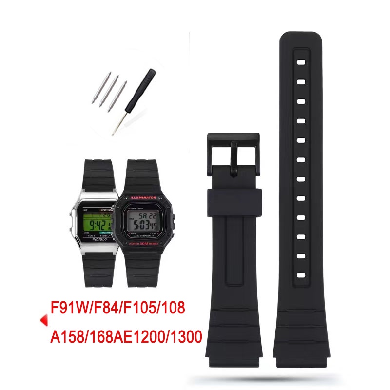 สายนาฬิกายางสําหรับ Casio W800H 12 14 16 18 20 มม.22 มม.กีฬาดําน้ําซิลิโคน Watchband อุปกรณ์เสริม F91W F84 F105/108/A158