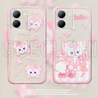 เคสโทรศัพท์Vivo Y36 4G 5G Y02t Y02A 2023 มือถือ ใหม่ ซิลิโคนนิ่ม ใส ลายการ์ตูนสุนัขจิ้งจอกน่ารัก สีชมพู สําหรับ เคสVivo Y36 4G