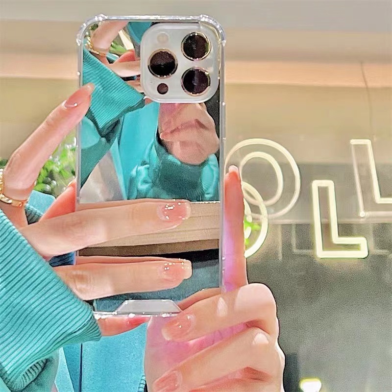 เคสโทรศัพท์มือถือแบบนิ่ม กันกระแทก พร้อมกระจกแต่งหน้า สําหรับ for iPhone 16 15 14 13 12 11 Pro Max X XS Max XR