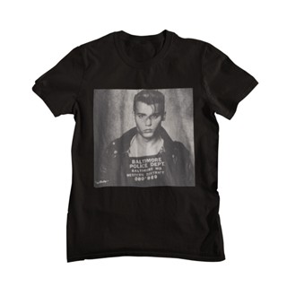 เสื้อยืด พิมพ์ลายโปสเตอร์ Johnny Depp Mugshot สไตล์เรโทร