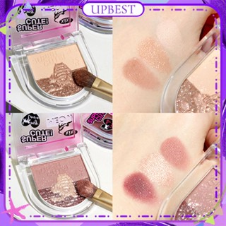 ♕Xixi Goode Maoning Tri-Color Eye Shadow Plate Matte Pearlescent เพชรหักความอิ่มตัวต่ำ Warm Brown อายแชโดว์ Long Lasting Eye แต่งหน้า4แบบ UPBEST