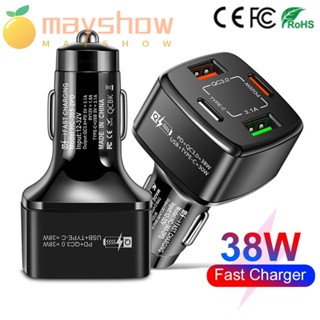 MAYSHOW อุปกรณ์ชาร์จ USB 4 พอร์ต อเนกประสงค์ แบบชาร์จเร็ว สําหรับรถยนต์