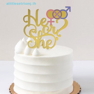 ป้ายธงอะคริลิค ลาย She Or He Birthday สําหรับตกแต่งเค้กวันเกิด