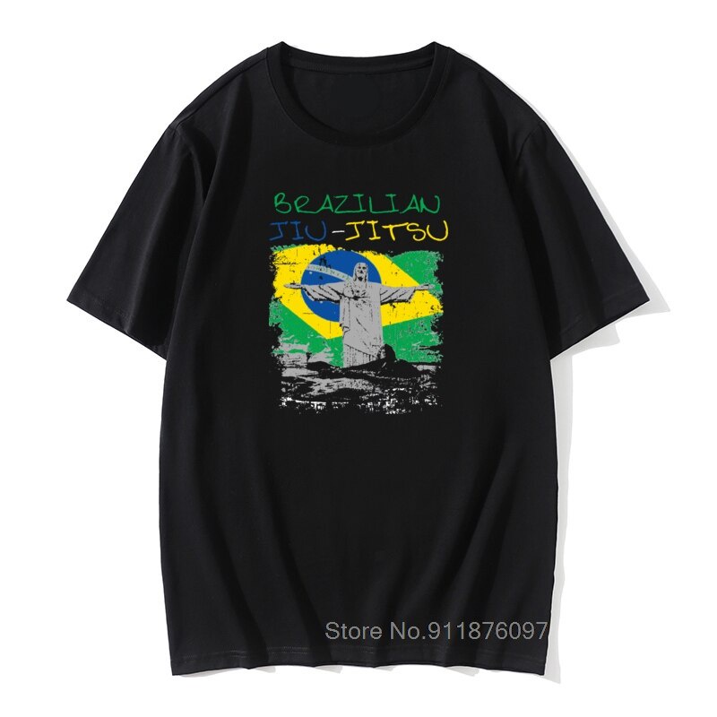 แฟชั่นใหม่ล่าสุด คอตต้อนคอกลมเสื้อยืดลําลอง แขนสั้น พิมพ์ลายกราฟฟิค Brazilian Jiu Jitsu BJJ Brazil O