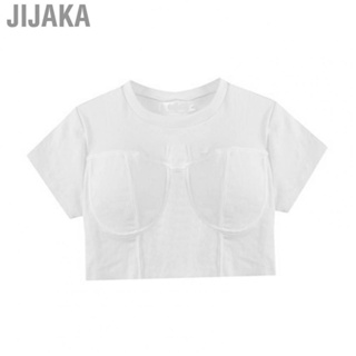 Jijaka Women Summer Short Sleeve Tops  Women Short Sleeve  Fit T Shirt White Soft Printed Fashion Easy To Match  for Travel for Shopping for Party