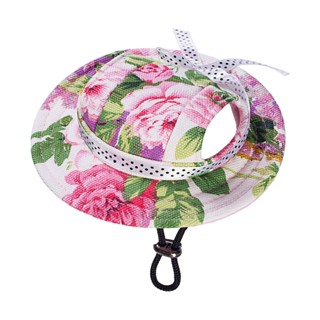 Breathable Sun Protection Summer Pet Dog Adjustable Neck Strap Thoughtful Mesh Porous Ear Holes Round Brim Visor Hat