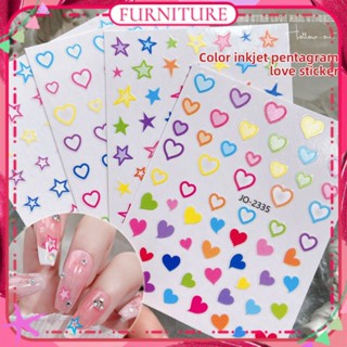 ♕Nail Art Pentagram Back Adhesive Nail Sticker Gradiant Star Love Heart Shape Cute Nail Decal Decoration Manicure Tool For Nail Shop 6 Designs FURNITURE