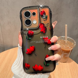 เคส OPPO Reno 8T 5G เคส OPPO Reno8 Z 7Z 5G เคส OPPO A78 5G เคส OPPO Rno8 5Gเคส เคสโทรศัพท์มือถือ TPU นิ่ม แบบหนา กันกระแทก ลายดอกทิวลิป ดอกกุหลาบสีแดง สไตล์เรโทร สําหรับ