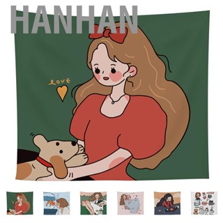 Hanhan Wall Hanging Backdrop Sanded Fabric Cartoon Tapestry Home Decoration for Bedside Dormitory Living Room with Installation Instruction