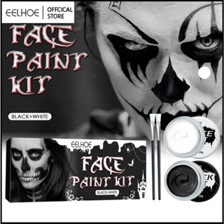 EELHOE Face Paint Set Halloween สีดำและสีขาว Body Paint Body Paint Vampire Zombie Skeleton Face Makeup Paint-Eelhoe