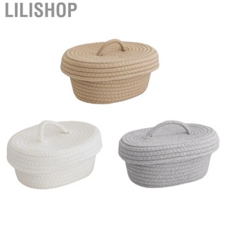 Lilishop Desktop Storage Box  Skin Friendly Soft Handmade Multipurpose Cotton Rope Storage  with Lid for Nursery for Bedroom