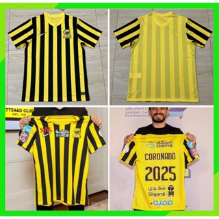 เสื้อกีฬาแขนสั้น ลายทีมชาติฟุตบอล Jeddah United 2023 2024 ชุดเหย้า สีเหลือง คุณภาพสูง สําหรับผู้ชาย