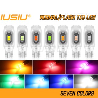 Iusiu ปกติ / แฟลช T10 Led หลอดไฟเลี้ยว W5W 194 สว่างมาก พร้อมเลนส์ 2835 5SMD สําหรับรถยนต์ รถจักรยานยนต์ ป้ายทะเบียนรถยนต์ 12v