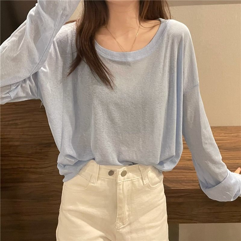 เสื้อยืดแขนยาว ผ้าตาข่าย ป้องกันแดด เข้ากับทุกการแต่งกาย แฟชั่นฤดูร้อน สําหรับผู้หญิง 2023 ZFJQ