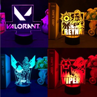 โคมไฟกลางคืน LED รูปเกม Valorant Viper Reyna Killjoy ชาร์จ USB สําหรับตกแต่งบ้าน