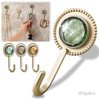 ღ Wall Hooks Light Luxury Diamond Seamless Adhesive Hook Multi-purpose Coat Hat Keys Hangers For Kitchen/Bathroom Punch-free Key Holder