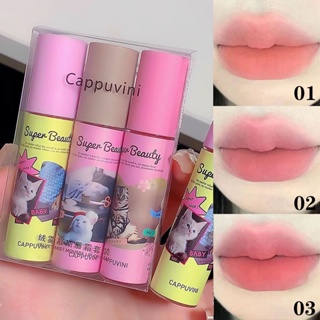 Cappuvini ลิปกลอส เนื้อแมตต์ ให้ความชุ่มชื้น กันน้ํา ติดทนนาน ไม่ซีดจาง ไม่ติดถ้วย สีสดใส