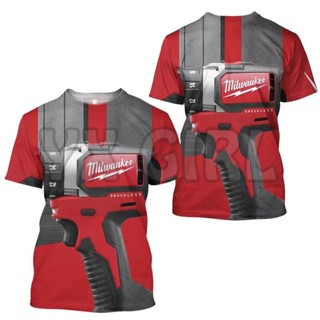 เสื้อยืด พิมพ์ลาย Milwaukee Tool 3 มิติ แฟชั่นฤดูร้อน สําหรับผู้ชาย และผู้หญิง