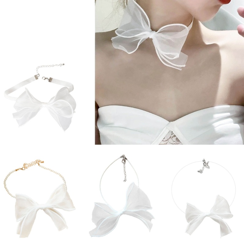 EXP ยุ้ยริบบิ้น Bowknot Choker แฟชั่นสร้อยคอคอโซ่