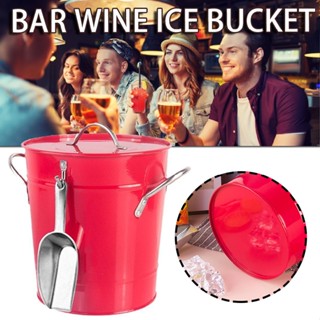 Ice Bucket With Lid and Scooper for Wine Parties Galvanized Metal Bucket Cooler