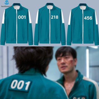 เสื้อกันหนาว คอปกตั้ง พิมพ์ลายเกมหมึก Hae Soo แฟชั่นสําหรับผู้ชาย 2021 2021