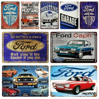 โปสเตอร์โลหะดีบุก ลาย Ford สไตล์วินเทจ เรโทร สําหรับตกแต่งผนังบ้าน บาร์