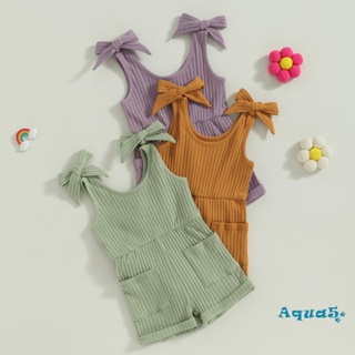 Aqq- ชุดจั๊มสูทรอมเปอร์ แขนกุด สีพื้น แฟชั่นฤดูร้อน สําหรับเด็กวัยหัดเดิน เด็กผู้ชาย เด็กผู้หญิง