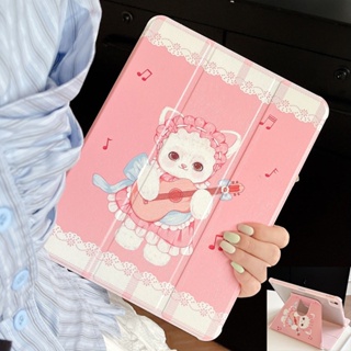 เคสอะคริลิคแข็ง ลายแมวน่ารัก พับได้สามทบ สําหรับ IPad Mini6 IPad5 6 7 8 9 Air Air1 Air2 Air3 Air4 Air5 10.9 นิ้ว Pro10.5 Pro11 2018 2020 2021 2022