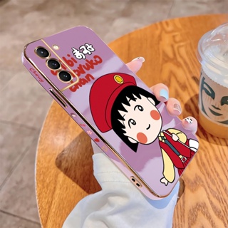 เคสโทรศัพท์มือถือนิ่ม ขอบสี่เหลี่ยม พิมพ์ลายเชอร์รี่ มีตบอล หรูหรา สําหรับ Samsung Galaxy S23 Ultra S23 Plus S23 5G S22 S21 Ultra Plus