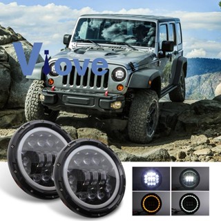 โคมไฟหน้า LED H4 400W 7 นิ้ว สําหรับ Lada Niva Urban 4X4 Suzuki Samurai Jeep Wrangler Off Road