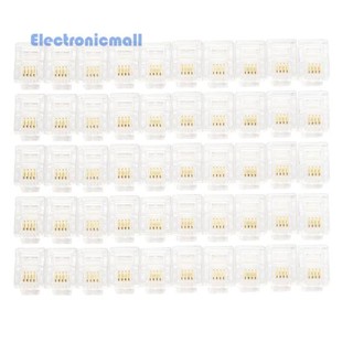 [ElectronicMall01.th] ปลั๊กเชื่อมต่อโทรศัพท์มือถือ คริสตัล 4 Pin RJ11 RJ-11 6P4C 100 ชิ้น