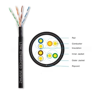 LINK US-9045-1 CAT5E UTP PE OUTDOOR (DOUBLE JACKET) 100M/E BLACK LAN CABLE รับประกัน 30ปี