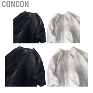 Concon Men Casual Hallf Sleeve Top  Round Neck T Shirt Loose Fitting Breathable for Office