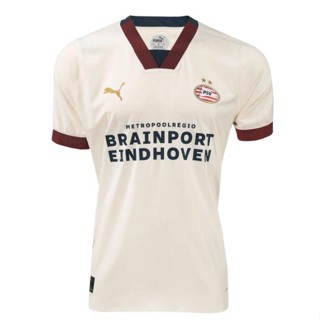 เสื้อกีฬาแขนสั้น ลายทีมชาติฟุตบอล PSV Jersey Away 2023-24 ชุดเยือน ทรงหลวม คุณภาพสูง ไซซ์ S-2XL