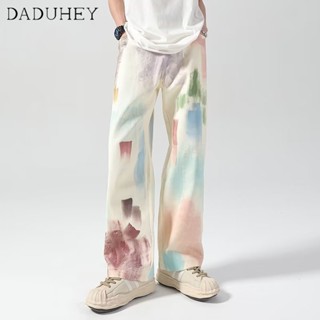 DaDuHey🔥 Mens 2023 American Retro High Street Straight Jeans Fashion Brand Loose All-Match Casual Pants