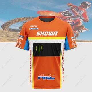 เสื้อยืด ลายรถจักรยานยนต์วิบาก Honda HRC Motocross Sport Moto MX