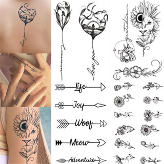 【Magic Tattoo】สติกเกอร์รอยสักชั่วคราว ลายตัวอักษรภาษาอังกฤษ ดอกไม้ กันน้ํา ติดทนนาน 15 วัน