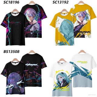 เสื้อยืดแขนสั้นลําลอง พิมพ์ลายอนิเมะ Cyberpunk Lucy 3 มิติ โอเวอร์ไซซ์ สไตล์ญี่ปุ่น สําหรับผู้ชาย และผู้หญิง