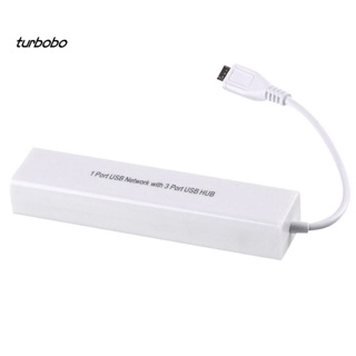 Turbobo ฮับอะแดปเตอร์เครือข่ายอีเธอร์เน็ต Micro USB 2.0 เป็น RJ45 3 พอร์ต สําหรับแท็บเล็ต Android